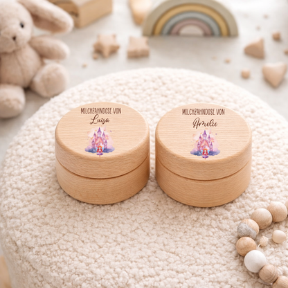 Boîte à dents de lait personnalisée - avec fée et château de conte de fées