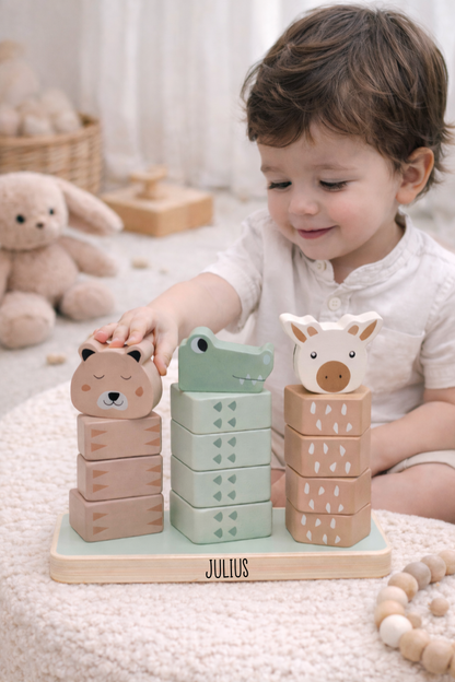 Stapelturm Kinder - Krokodil, Bär und Giraffe