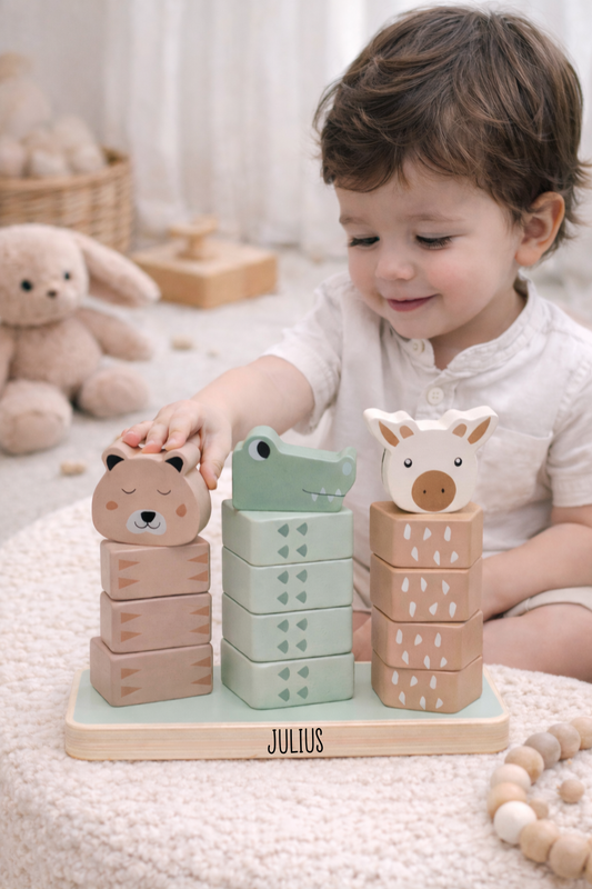 Stapelturm Kinder - Krokodil, Bär und Giraffe