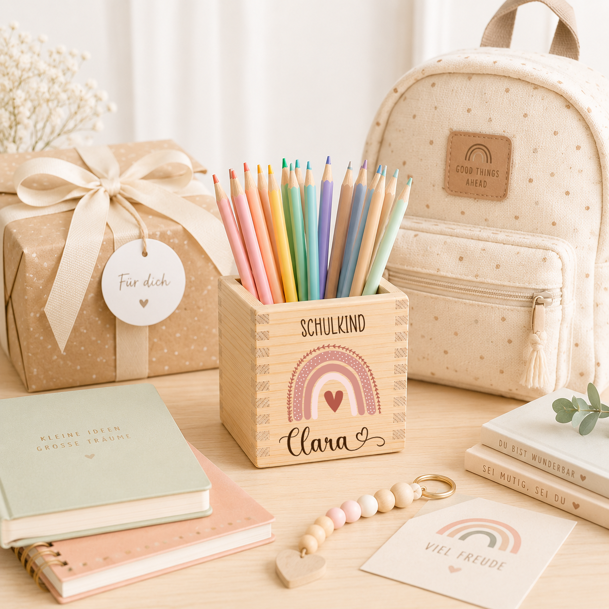 Stiftehalter Kinder - Regenbogen Schulkind