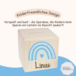 Spardose Kinder - Regenbogen Blau und Rosa