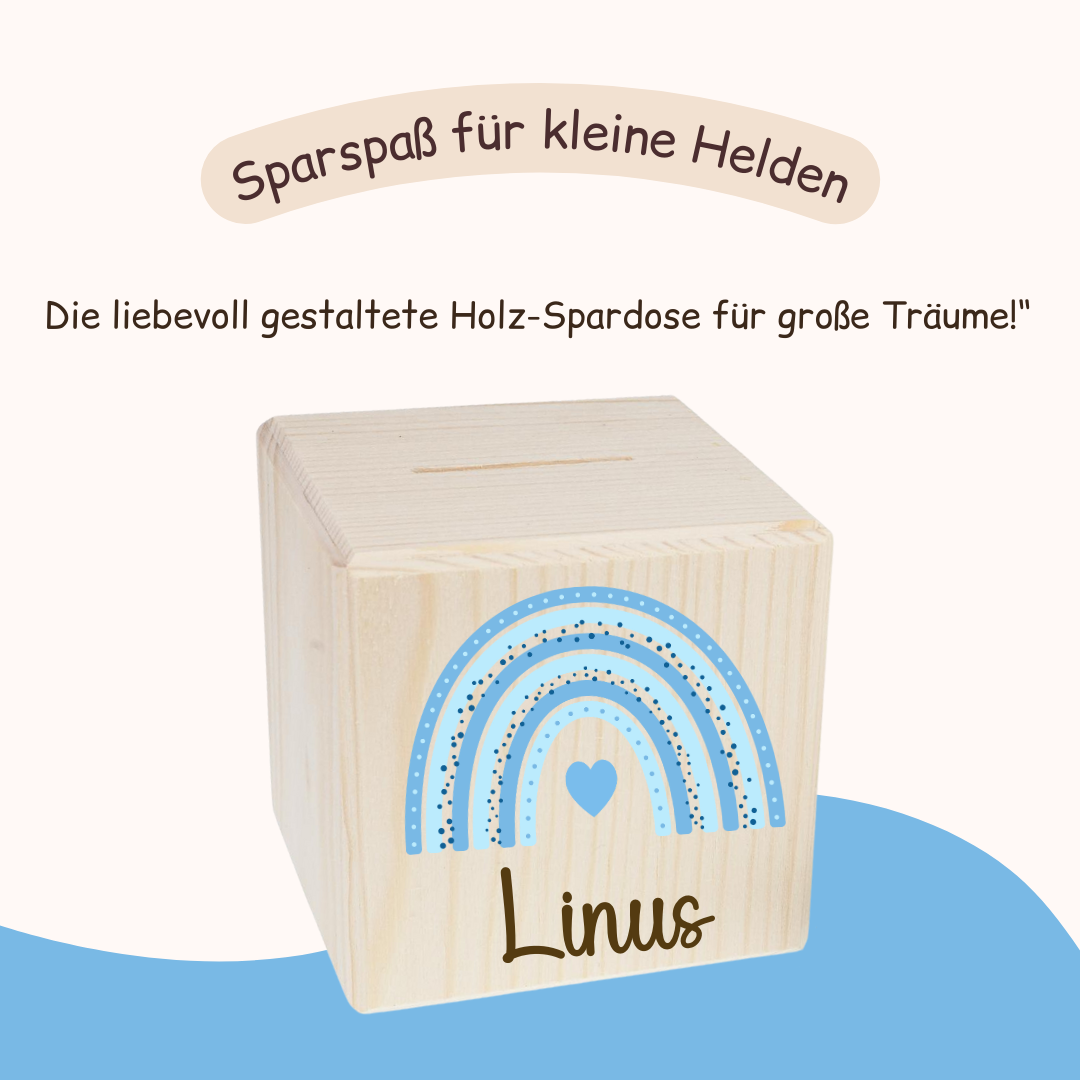 Spardose Kinder - Regenbogen Blau und Rosa