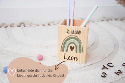 Stiftehalter Kinder - Regenbogen Schulkind