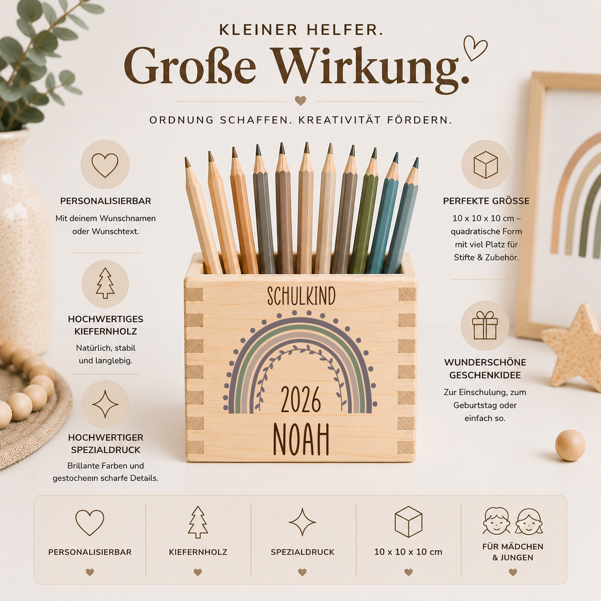 Stiftehalter Kinder - Regebogen Schulkind