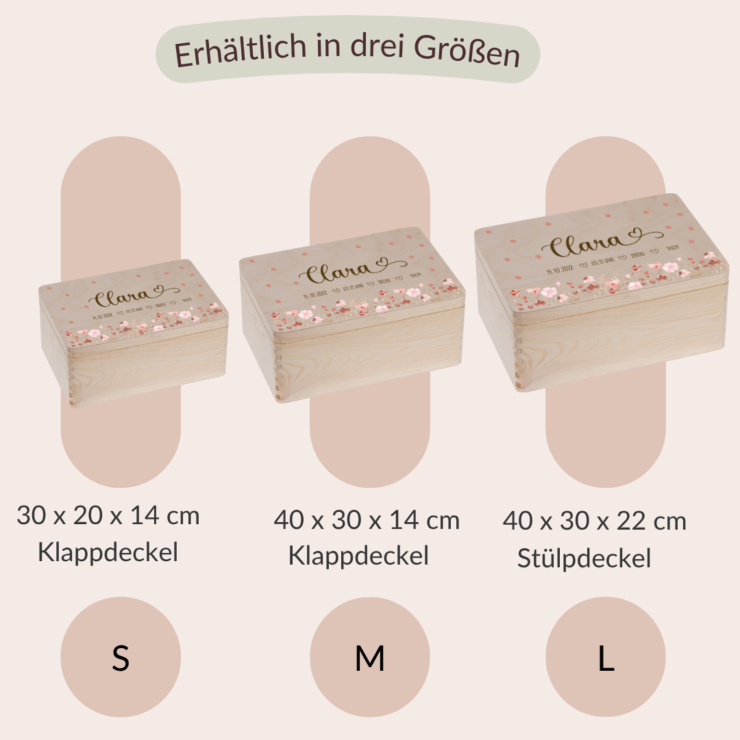 Coffret cadeau boîte à souvenirs + tirelire fleurs roses