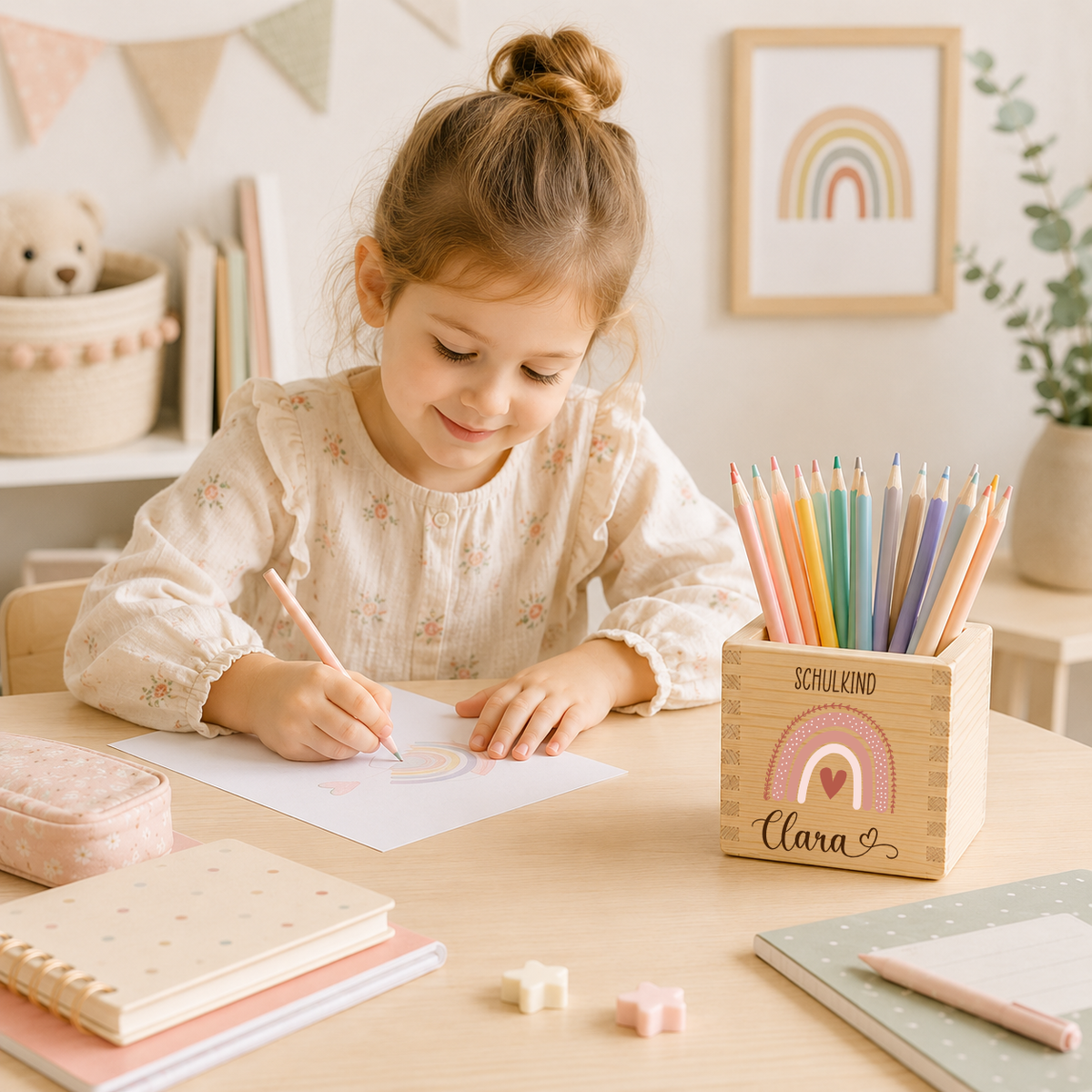 Stiftehalter Kinder - Regenbogen Schulkind