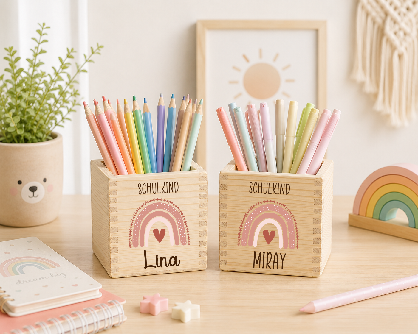Stiftehalter Kinder - Regenbogen Schulkind
