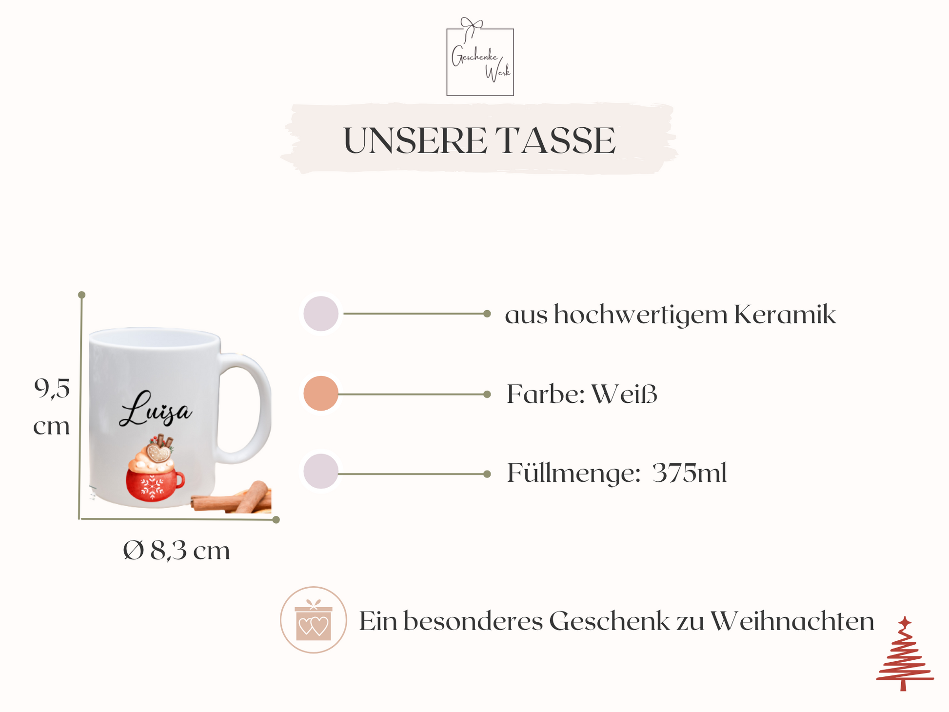 Personalisierte Tasse mit Kaffetasse Motiv - Weihnachten