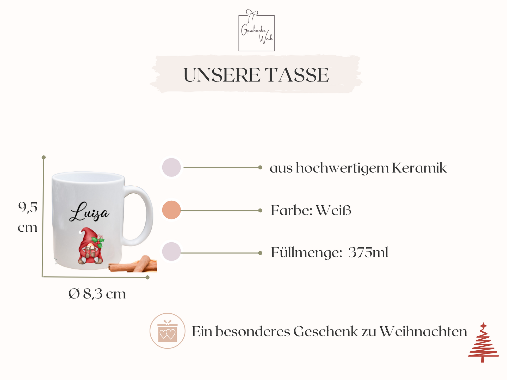 Personalisierte Tasse Wichtel - Weihnachten