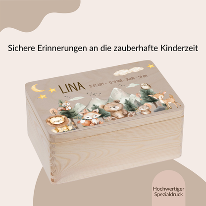 Erinnerungskiste Baby - Woodlandtieren Berge