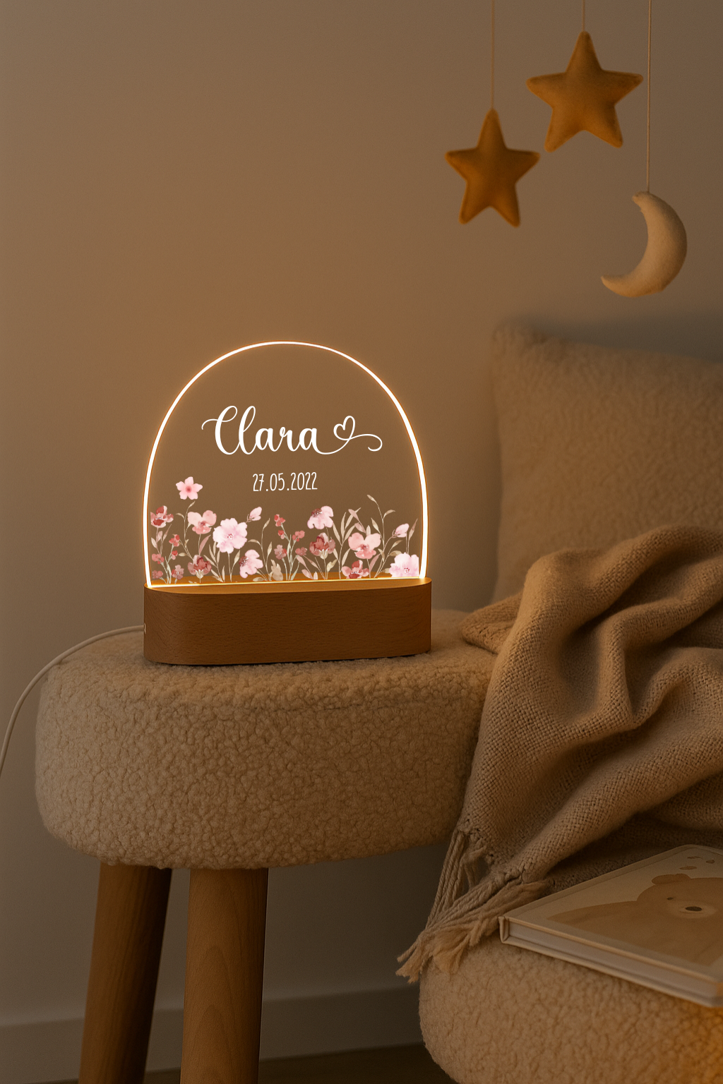 Nachtlicht mit Rosa Blumen