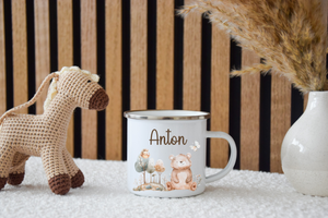 Emaille Kinder Tasse  - versch. Tiermotiven