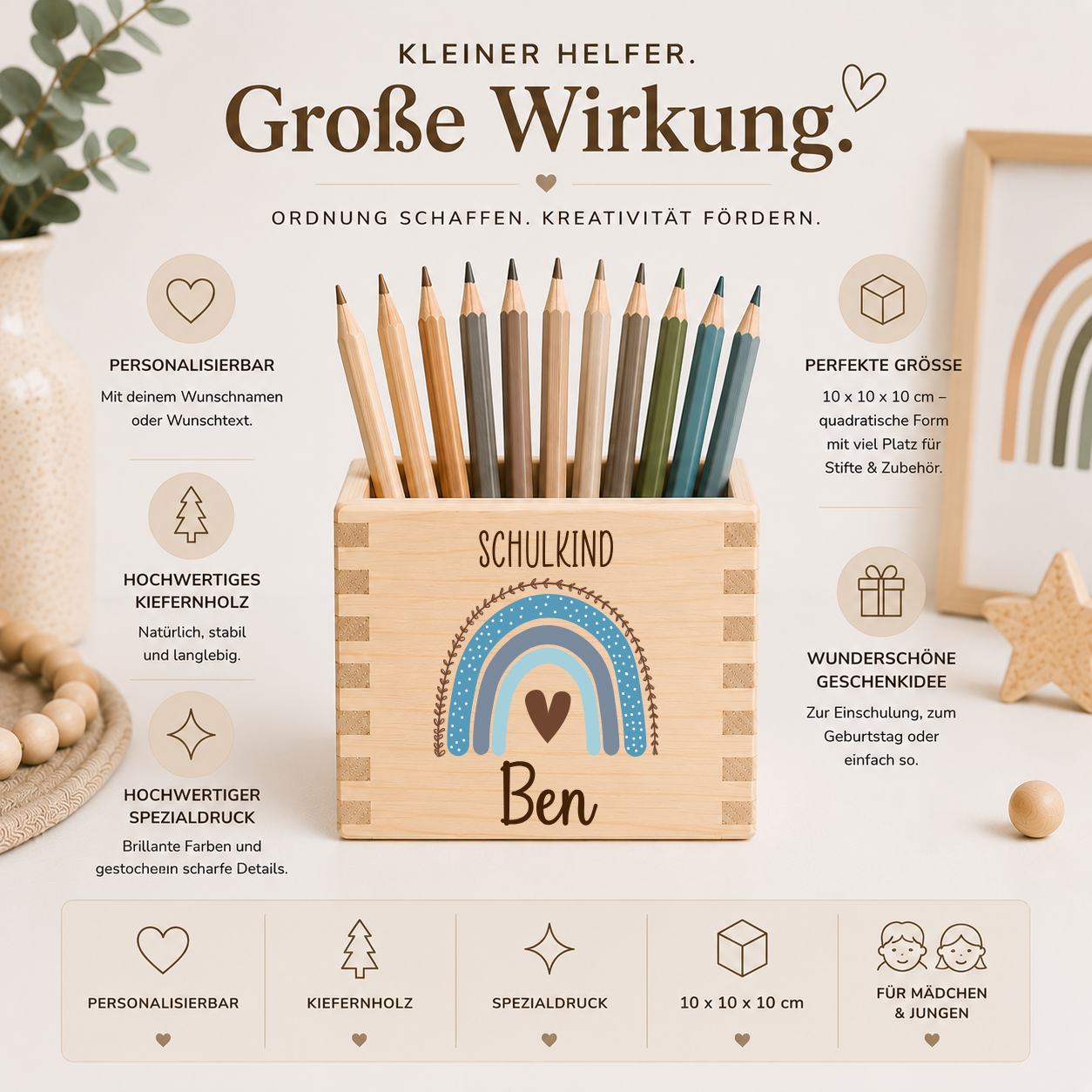 Stiftehalter Kinder - Regenbogen Schulkind