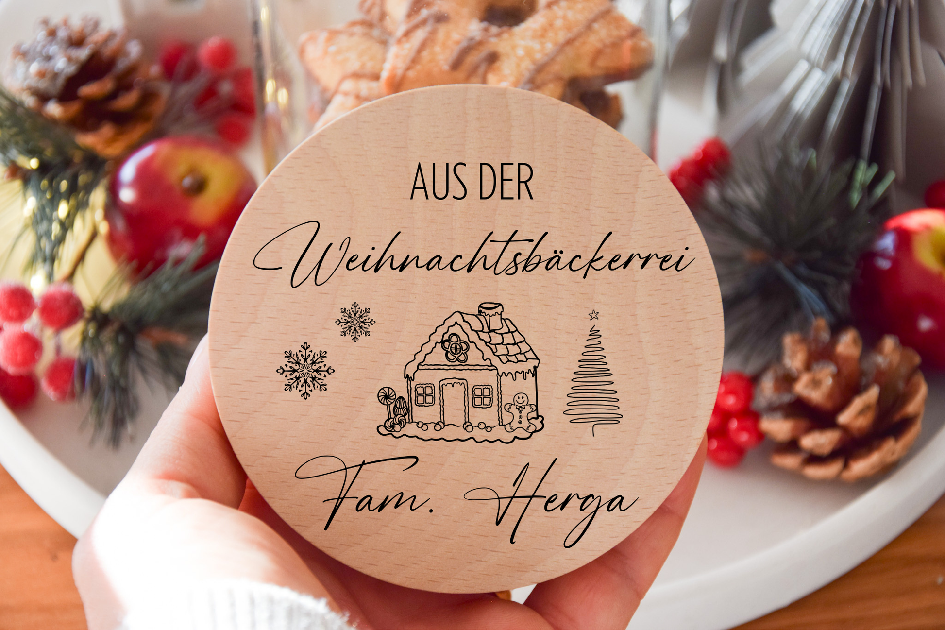 Vorratsglas Weihnachten -  Weihnachtsmotiv Haus und Schneeflocken