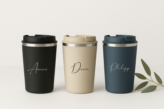 Thermobecher - Beige, Schwarz, Petrol