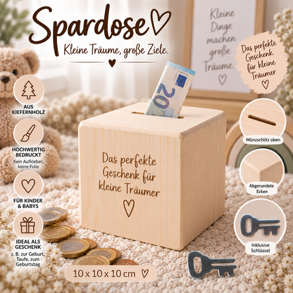 Spardose mit Blumenwiese Rosa