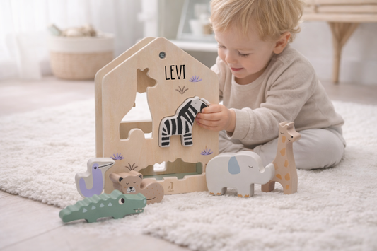 Holzhäuschen mit Tieren