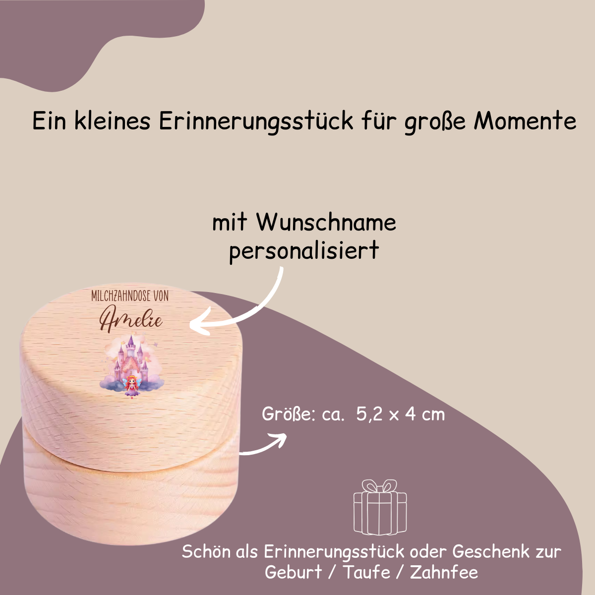 Boîte à dents de lait personnalisée - avec fée et château de conte de fées