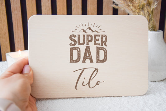 Vatertagsgeschenk - Frühstücksbrett "Super DAD"