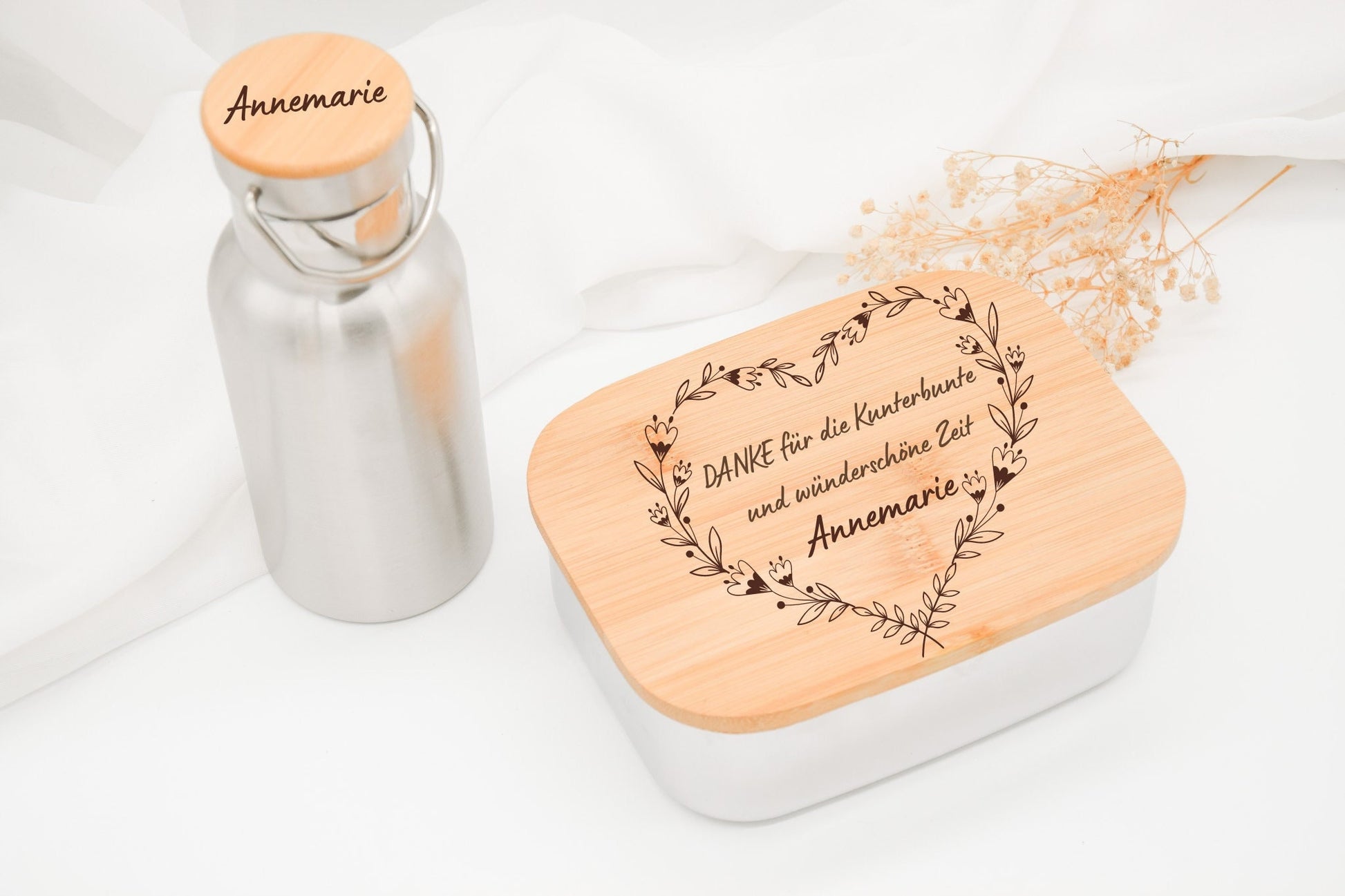 Brotdose & Trinkflasche Set - Abschiedsgeschenk Erzieherin