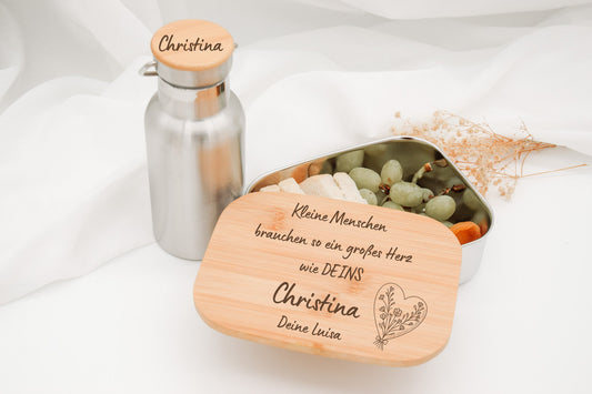 Brotdose & Trinkflasche Set - Abschiedsgeschenk Erzieherin