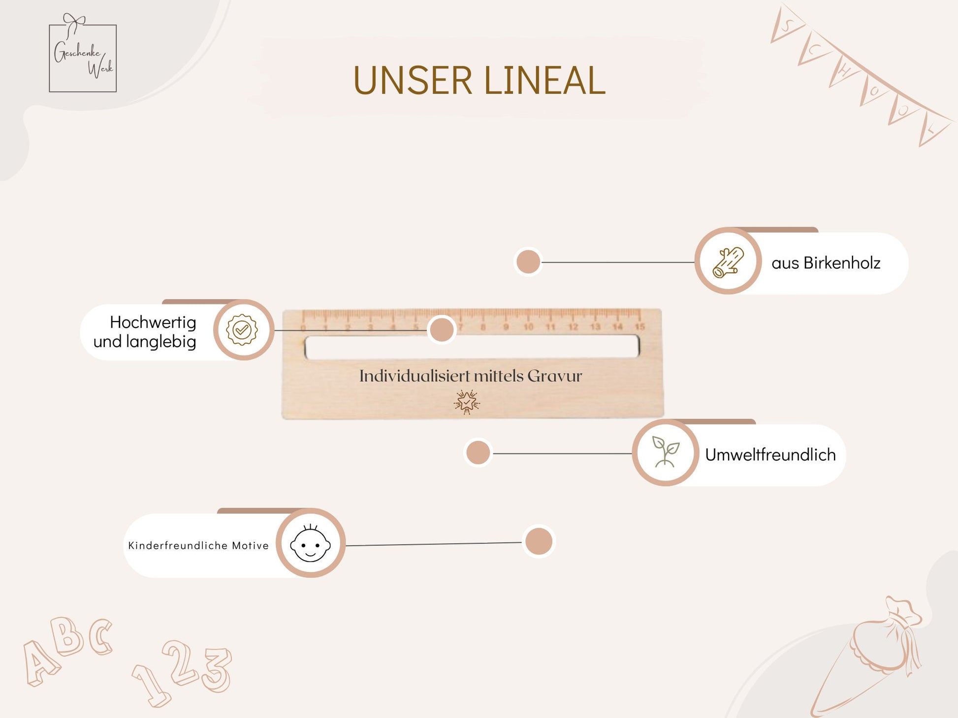 Lineal mit Lesehilfe - mit versch. Motiven