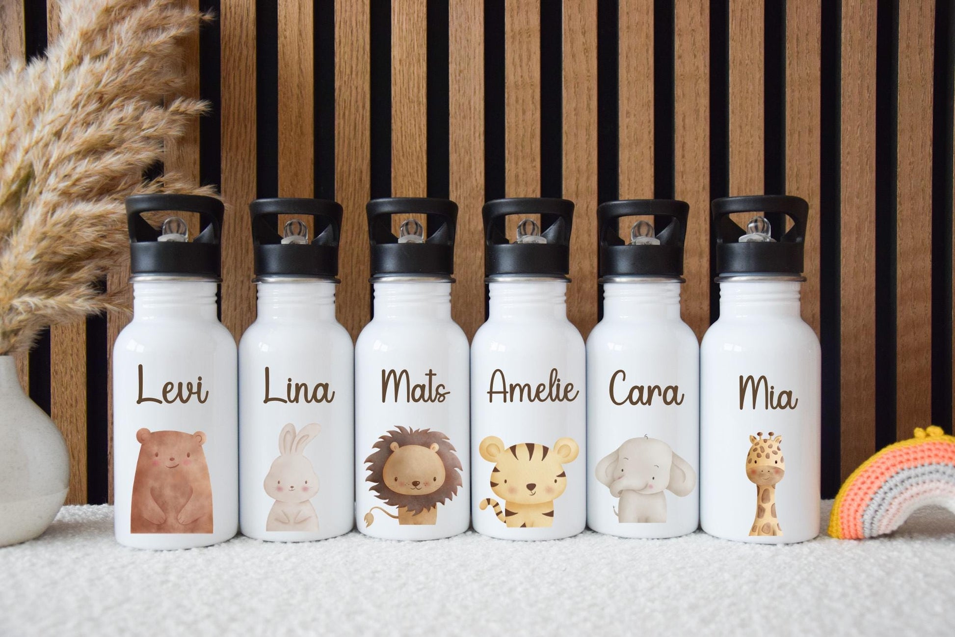 Trinkflasche personalisiert Kinder - mit versch. Tiermotiven