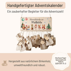 Adventskalender Kinder mit Woodland Tieren