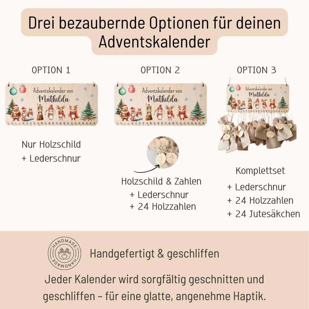 Adventskalender Kinder mit Woodland Tieren