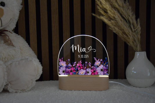 Nachtlicht Kinder - Lila Blumen