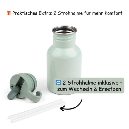 Edelstahl Trinkflasche Kinder - Rosa, Blau und Grün