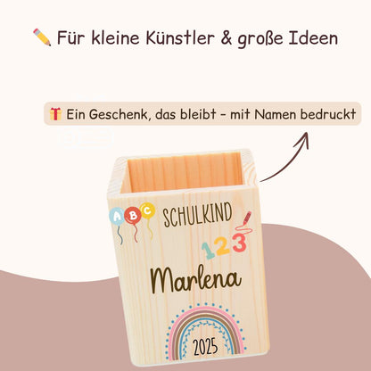 Stiftehalter mit Regenbogen Schulkind