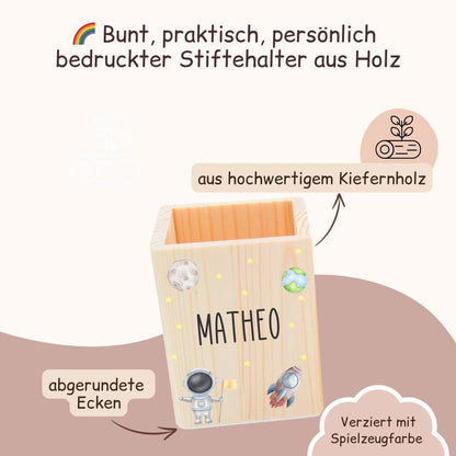 Stiftehalter mit Fussball, Weltall und Dinosauriers
