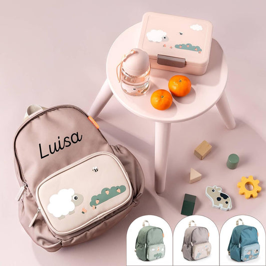 Kindergartenrucksack -  Rosa, Grün, Blau und Sand