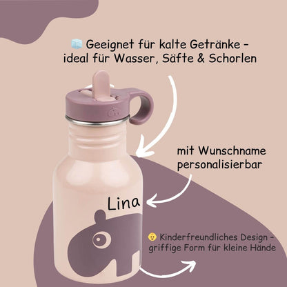 Edelstahl Trinkflasche Kinder - Rosa, Blau und Grün