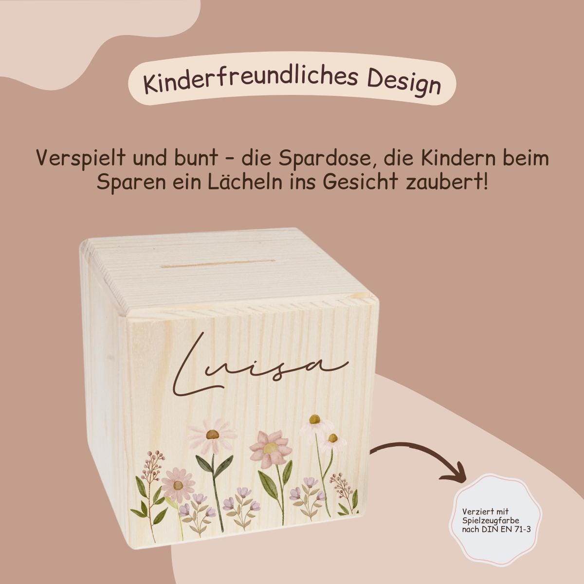 Spardose mit Blumenwiese