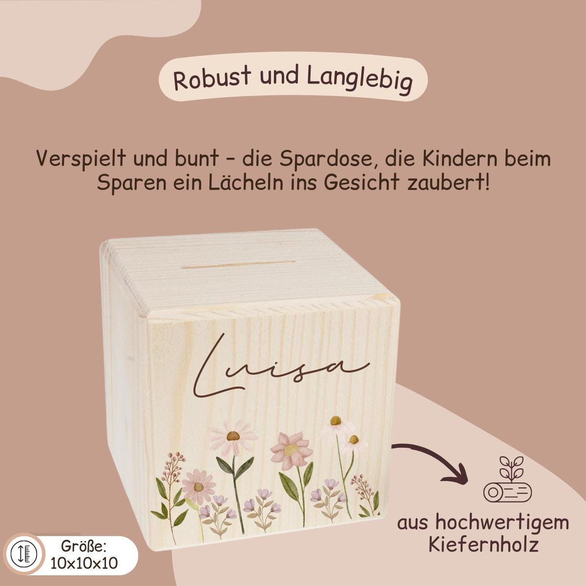 Spardose mit Blumenwiese