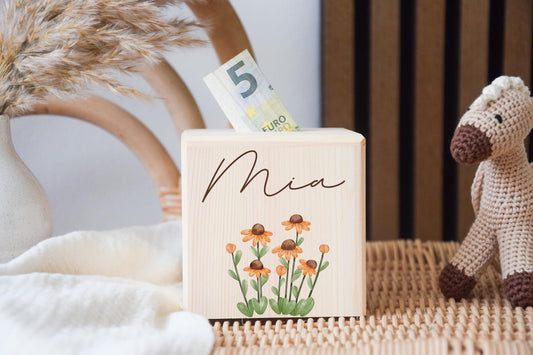 Spardose mit Blumenweise
