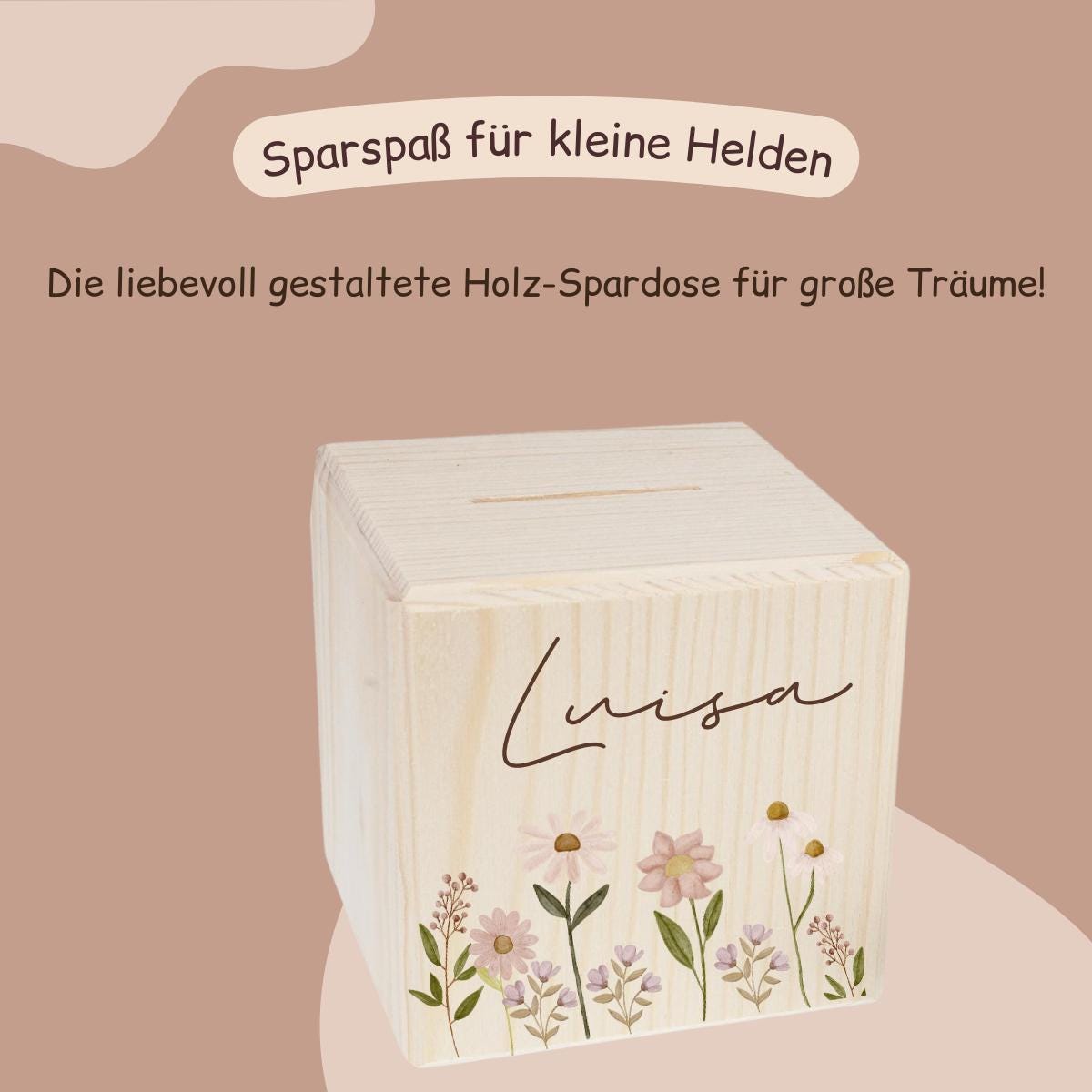 Spardose mit Blumenwiese