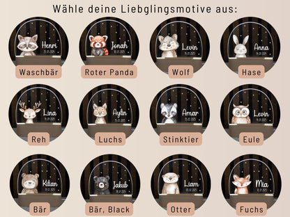 Nachtlicht  -  mit versch. Woodlandtieren