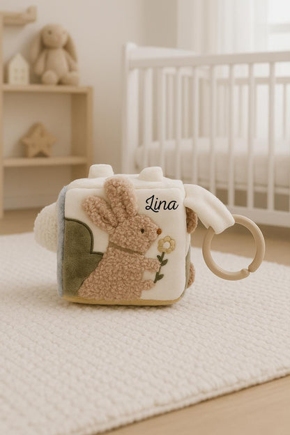 Motorikwürfel Babyspielzeug aus Stoff