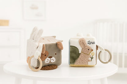 Motorikwürfel Babyspielzeug aus Stoff