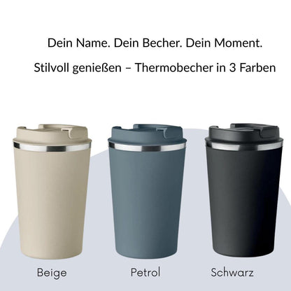 Thermobecher - Beige, Schwarz, Petrol