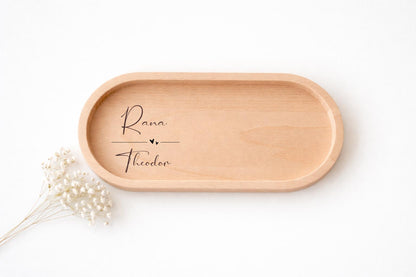 Holz Tablett für Paare mit Namen & Herz