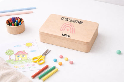 Erinnerungskiste Schulkind - Regenbogen - Ich bin ein Schulkind