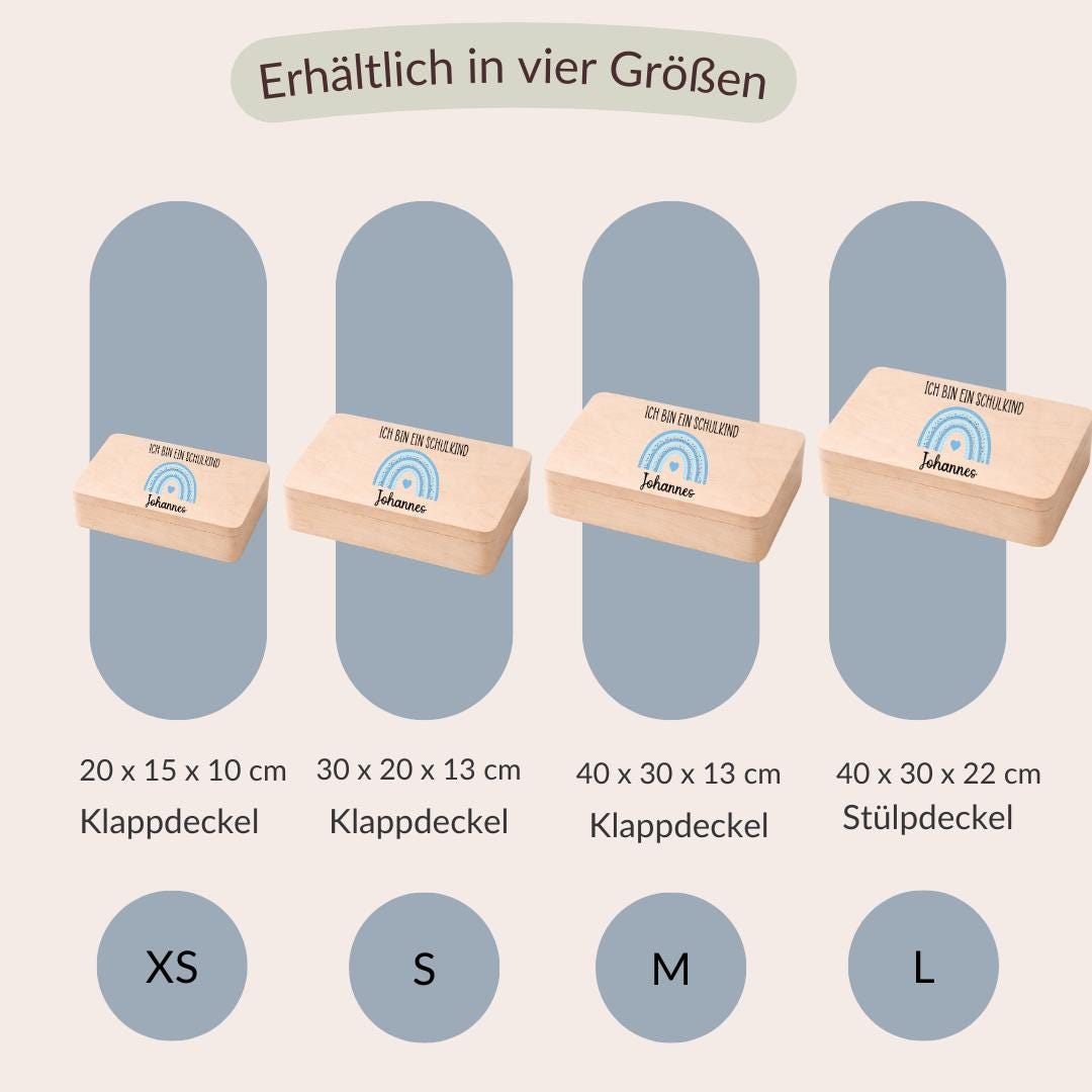 Erinnerungskiste Schulkind - Regenbogen - Ich bin ein Schulkind