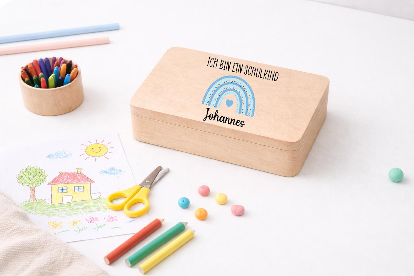 Erinnerungskiste Schulkind - Regenbogen - Ich bin ein Schulkind
