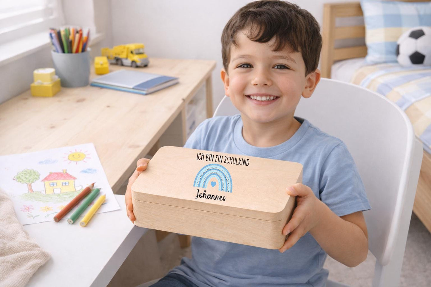Erinnerungskiste Schulkind - Regenbogen - Ich bin ein Schulkind