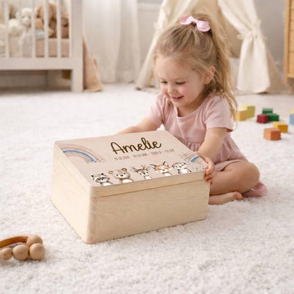 Erinnerungskiste - Regenbogen mit Tieren