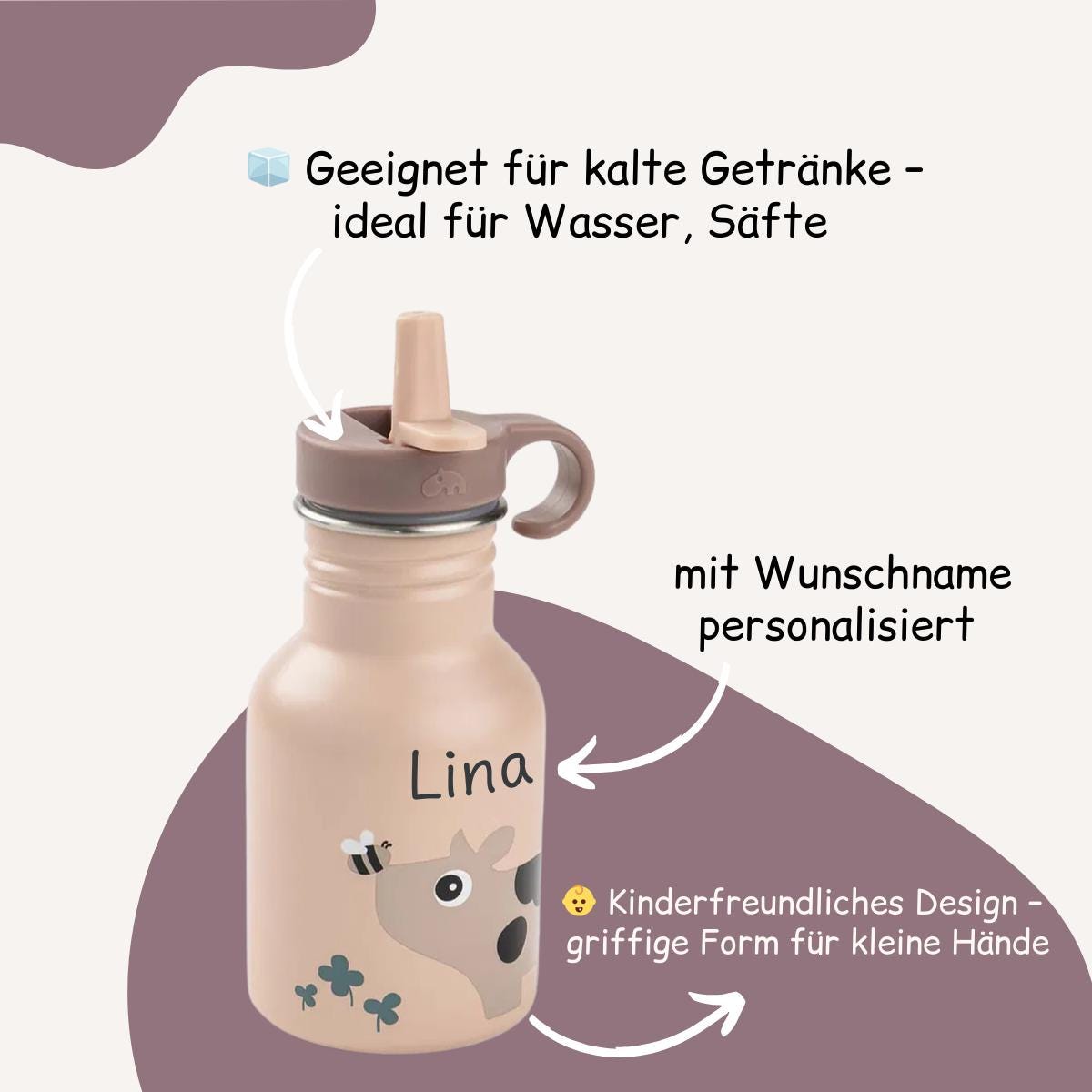 Edelstahl Trinkflasche für Kinder mit Namen